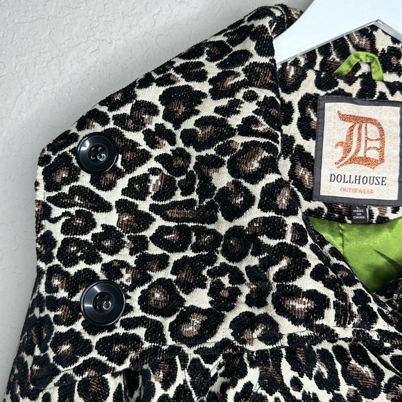 Dollhouse Hooded Cheetah Print Coat Size Large - Picture 3 of 15